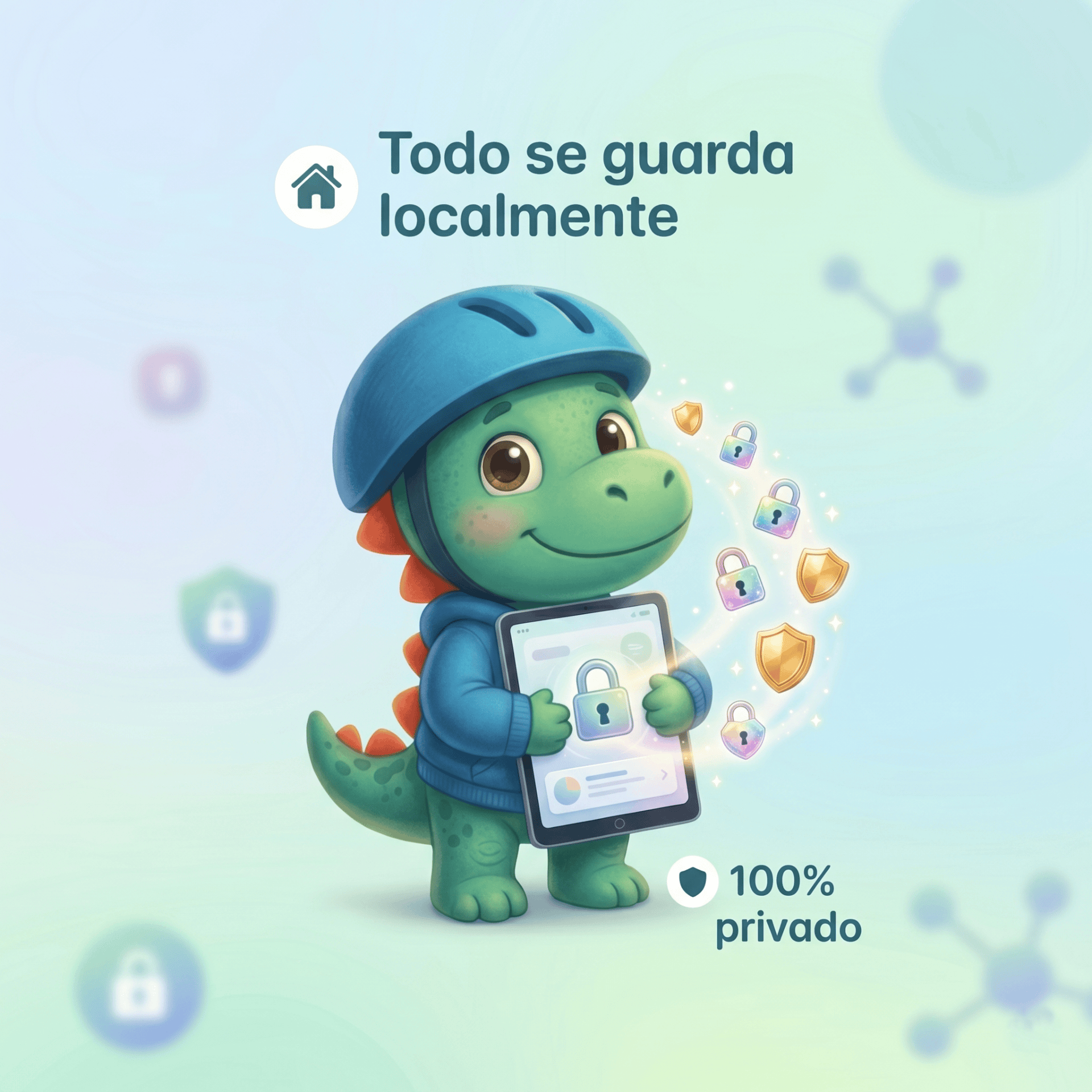 Dino mostrando privacidad y seguridad